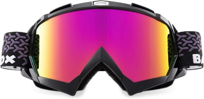 BATFOX Motorcycle Glasses Goggles Dirt Bike Motocross Safety ATV Tactical Riding (HD Purple-Black, Adult) - Image 1